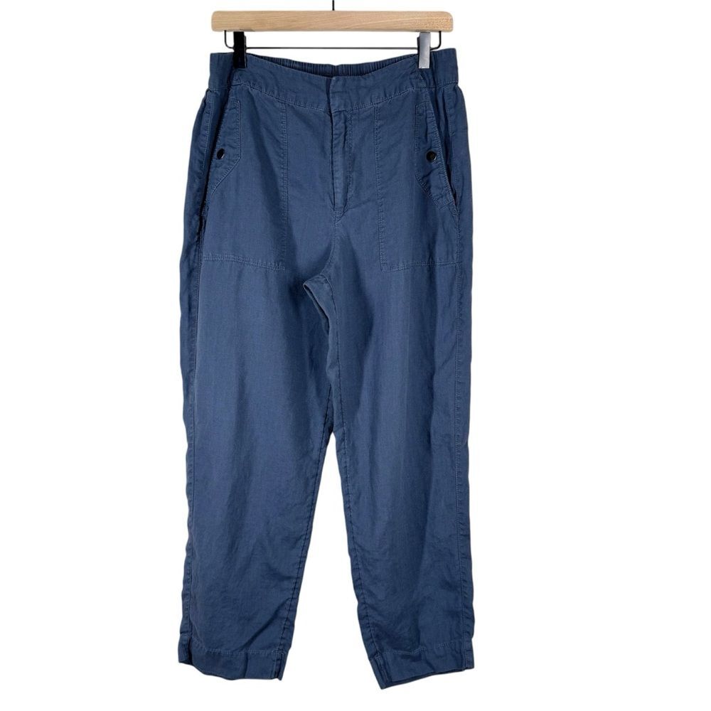 Athleta Voyager 100% Linen Pants Travel Vacation Women's Blue Size 10 586941